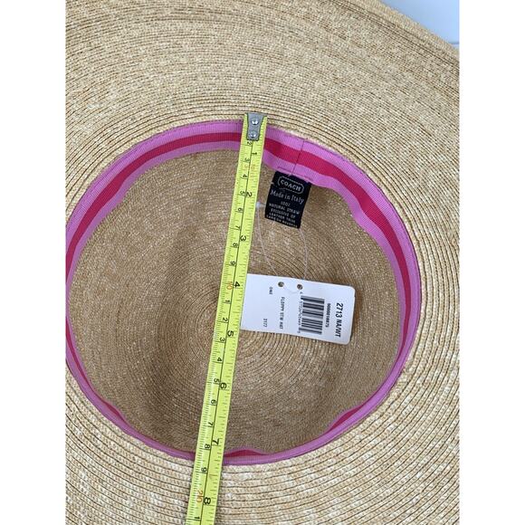NWT Vintage COACH Straw Beach Sun Hat OS Wide Brim Floppy made in Italy - Picture 8 of 11